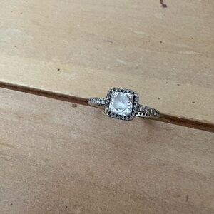 Elegant Silver Square-Cut Ring - Pandora